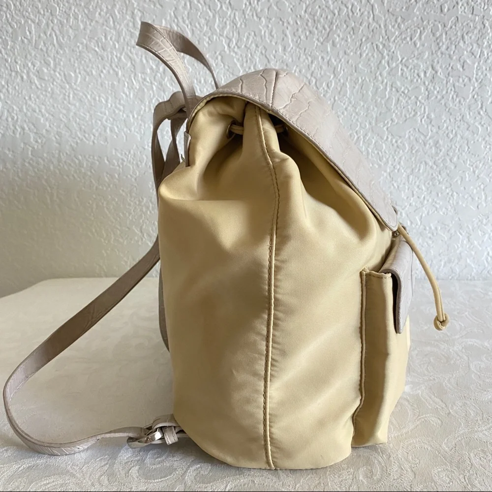 Tosca blu beige leather front pocket nylon backpack